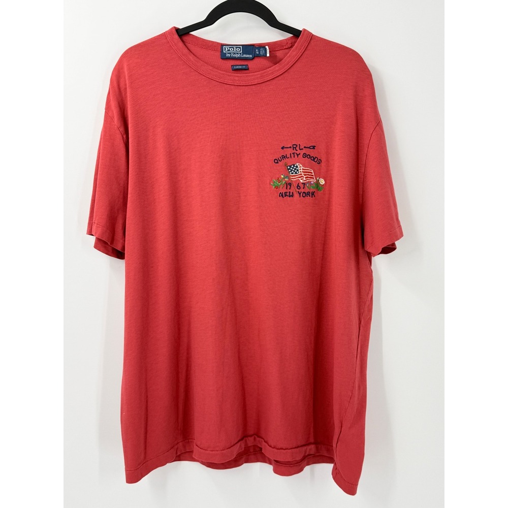 Polo Ralph Lauren T-Shirt Mens XL Nantucket Red American Flag Embroidered 1967